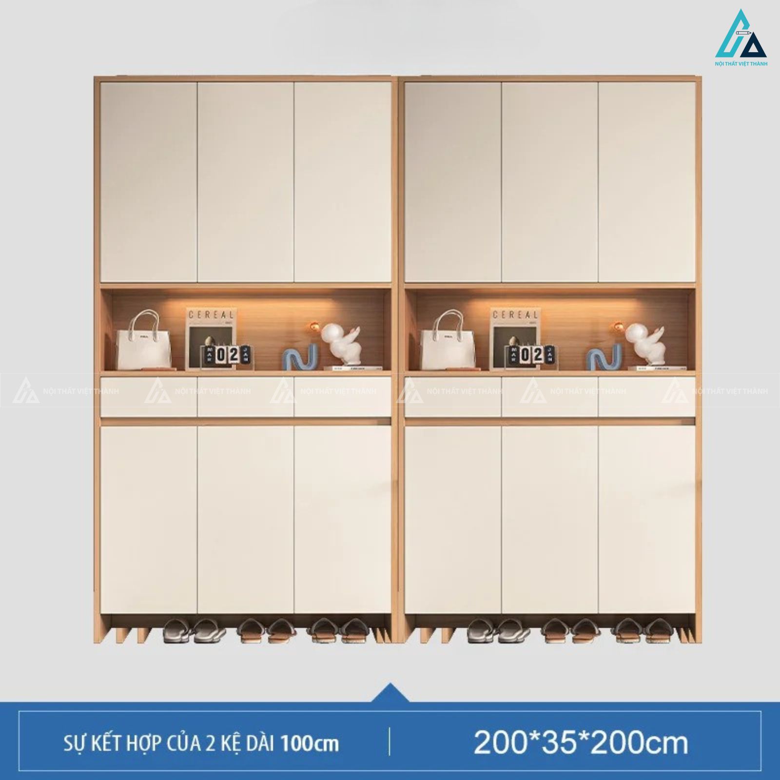 Tủ giày cao kịch trần thiết kế sang trọng phối ngăn kệ trang trí 4