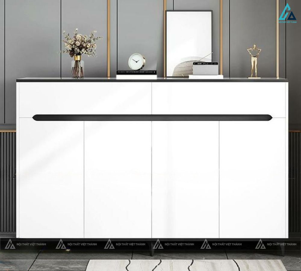 Tủ giày dép ba cánh cao cấp kết hợp kệ hở chân tủ tối giản 2