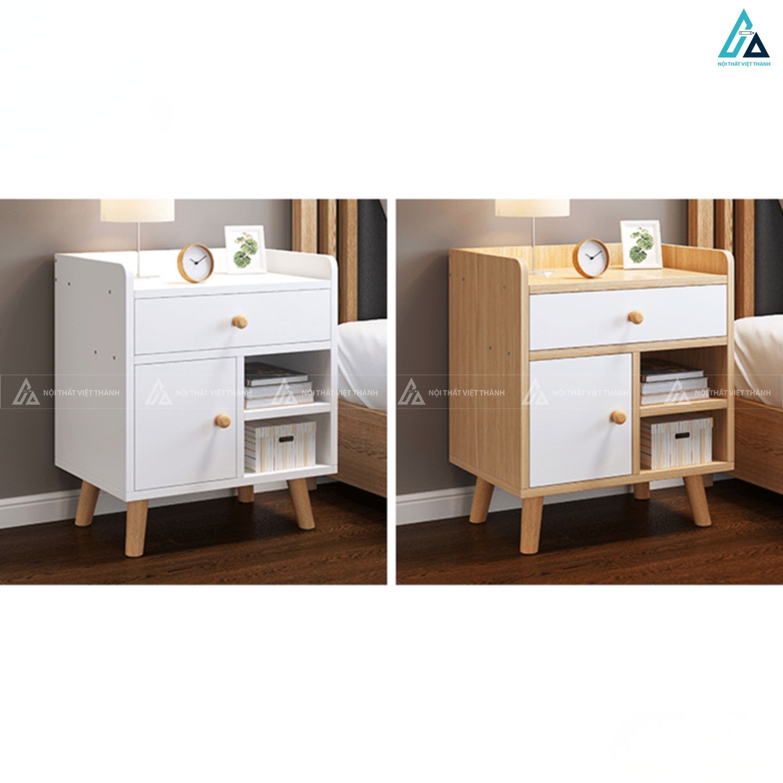 Mẫu tủ đầu giường gỗ kiểu dáng Bắc Âu thanh lịch và bền bỉ 3