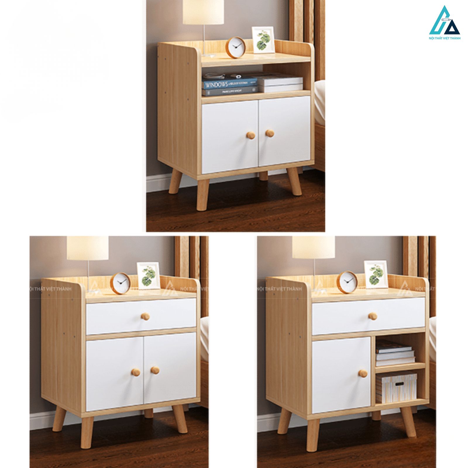 Mẫu tủ đầu giường gỗ kiểu dáng Bắc Âu thanh lịch và bền bỉ 2