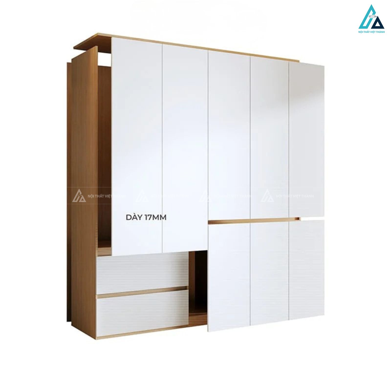 Tủ quần áo gỗ công nghiệp 6 cánh kết hợp ngăn kéo tiện lợi hiện đại 4