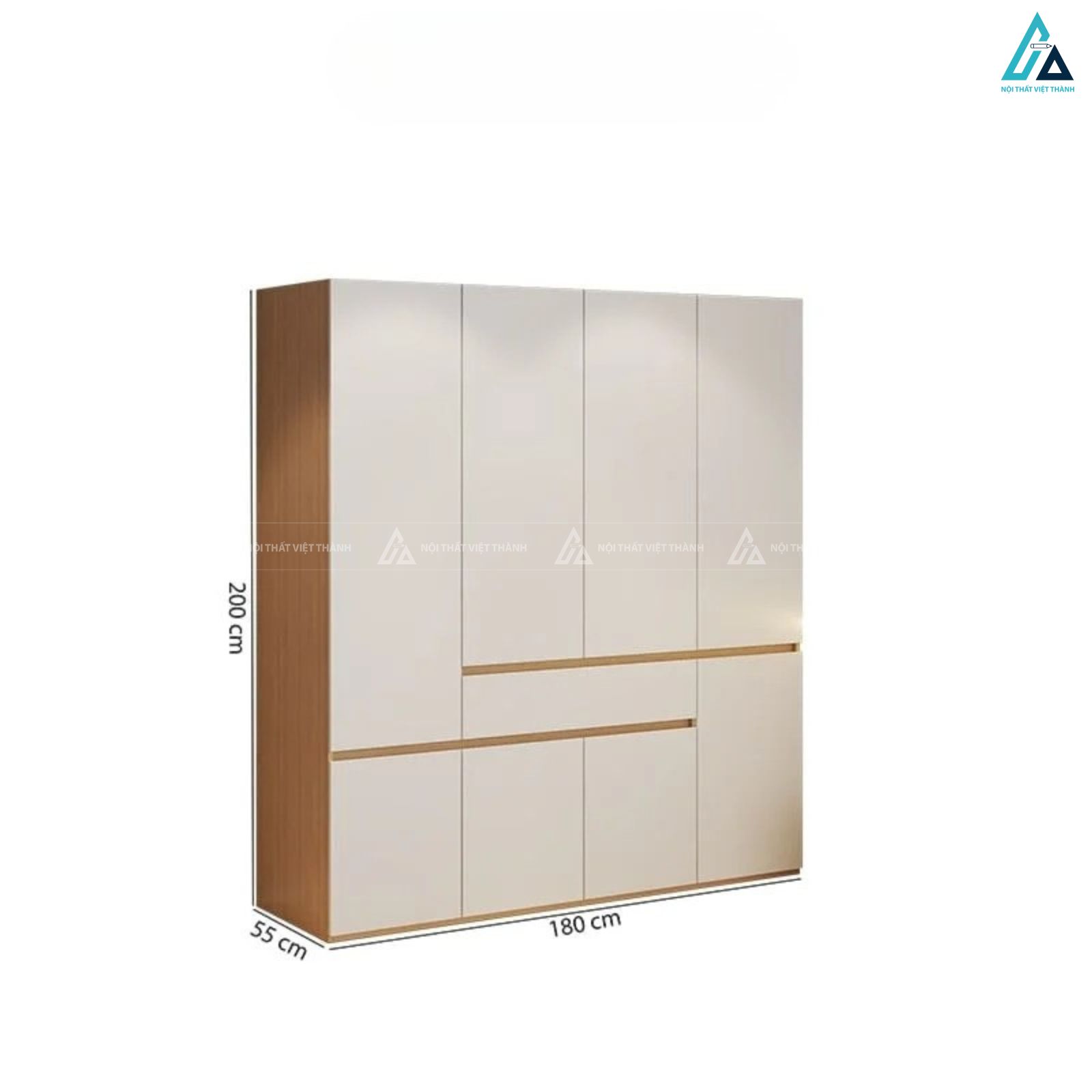 Tủ quần áo gỗ công nghiệp cánh trắng khung vân gỗ bền đẹp tinh tế 1
