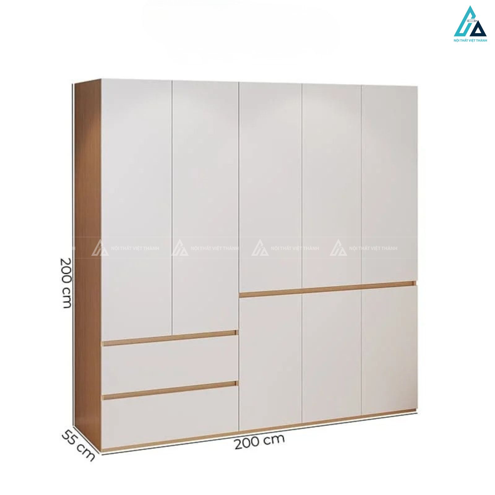 Tủ quần áo gỗ công nghiệp 6 cánh kết hợp ngăn kéo tiện lợi hiện đại 3