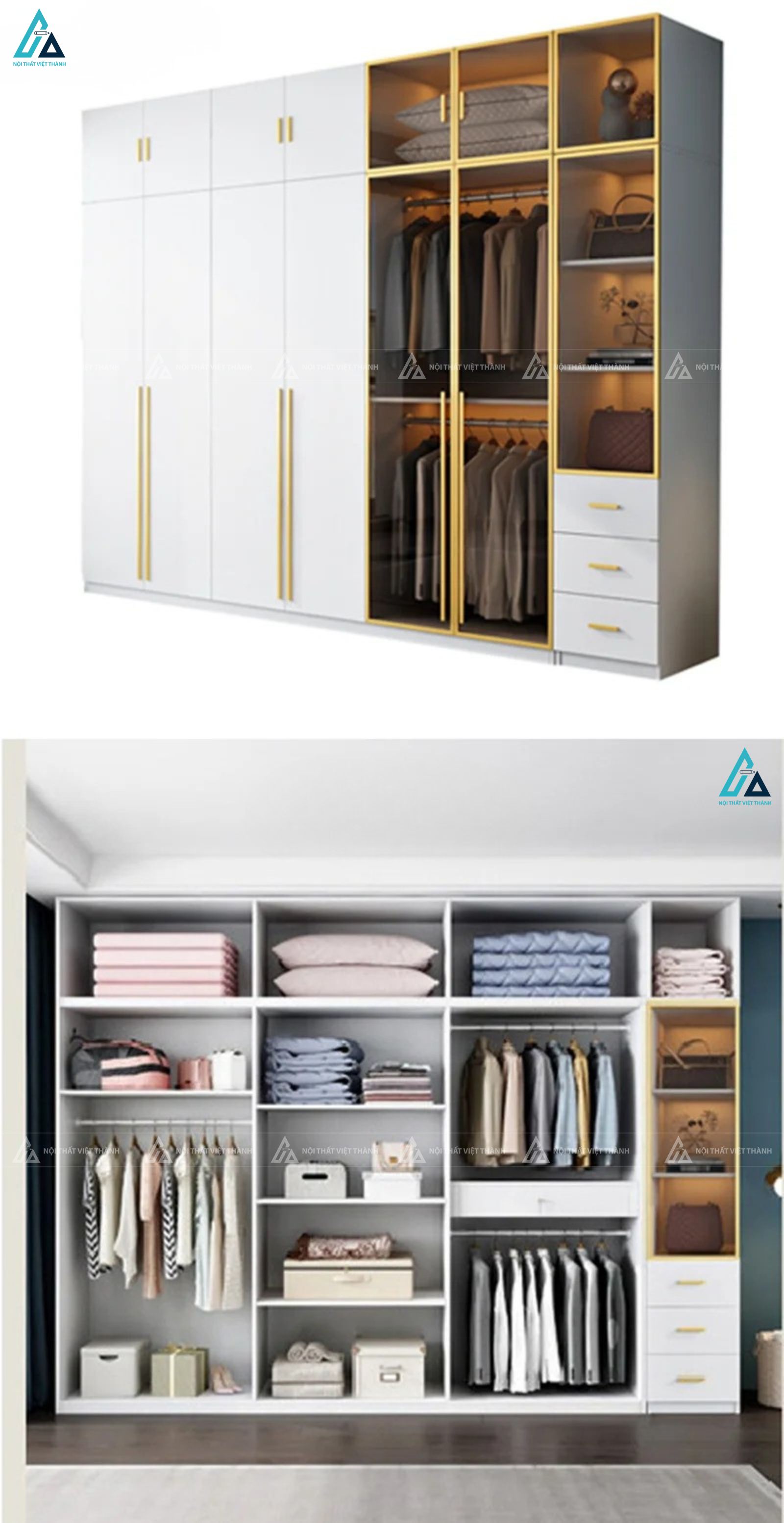Tủ áo gỗ công nghiệp kết hợp cánh kính sang trọng cho phòng ngủ đẹp 3