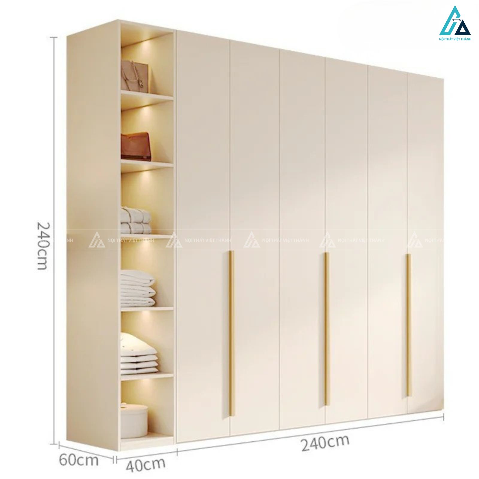 Tủ quần áo gỗ công nghiệp phối kệ mở thông minh cho phòng ngủ hiện đại 2