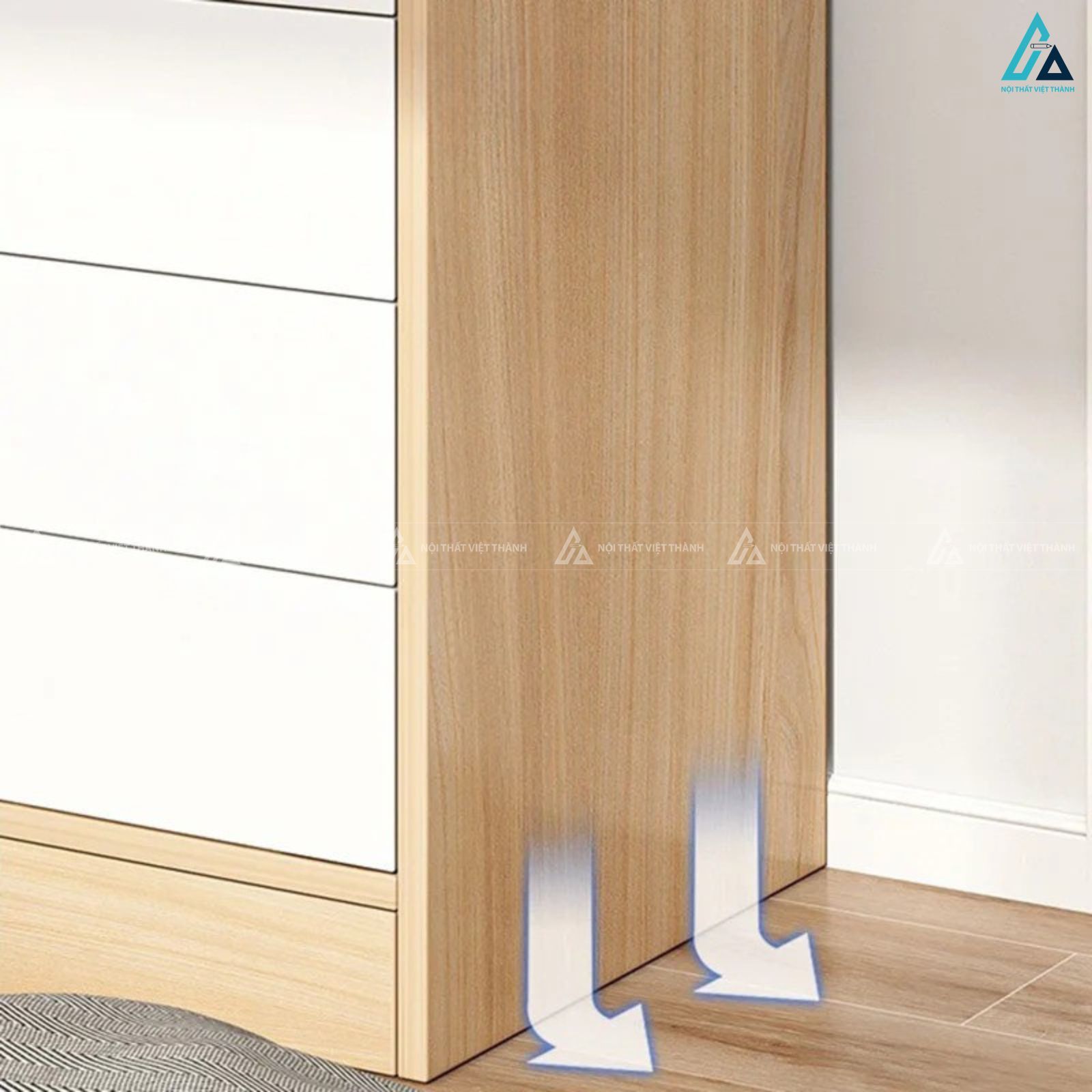 Tủ quần áo gỗ công nghiệp phối trắng tinh khôi thiết kế bền bỉ 2