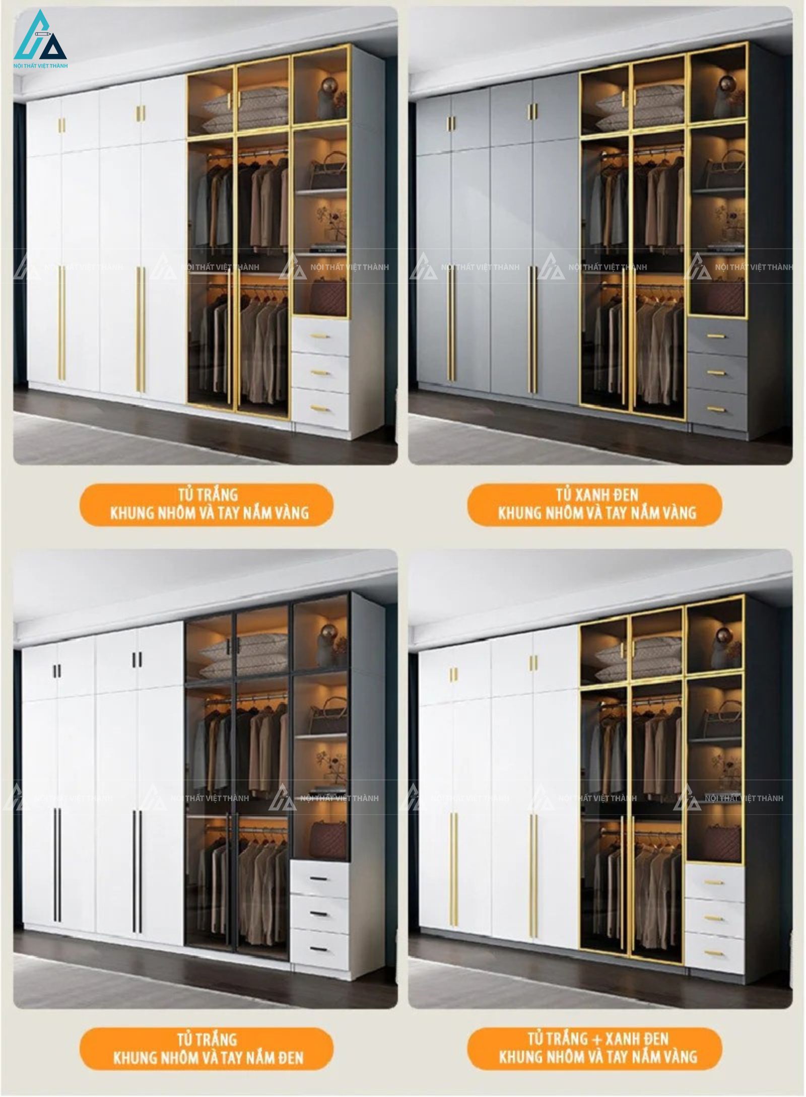 Tủ áo gỗ công nghiệp kết hợp cánh kính sang trọng cho phòng ngủ đẹp 5