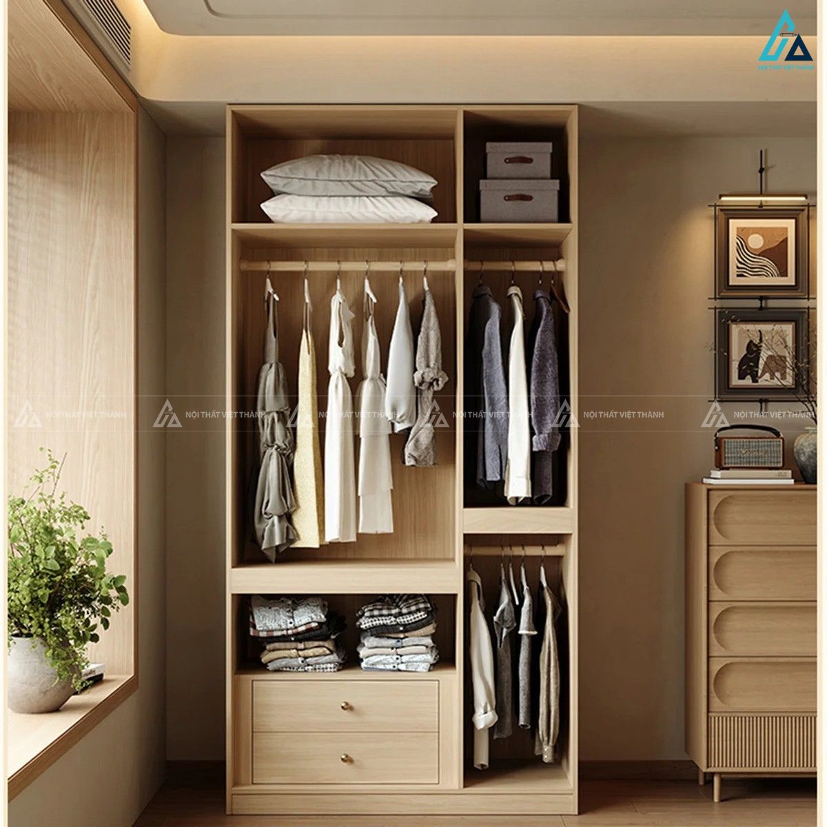 Tủ quần áo gỗ công nghiệp màu trắng thiết kế hiện đại sang trọng 1