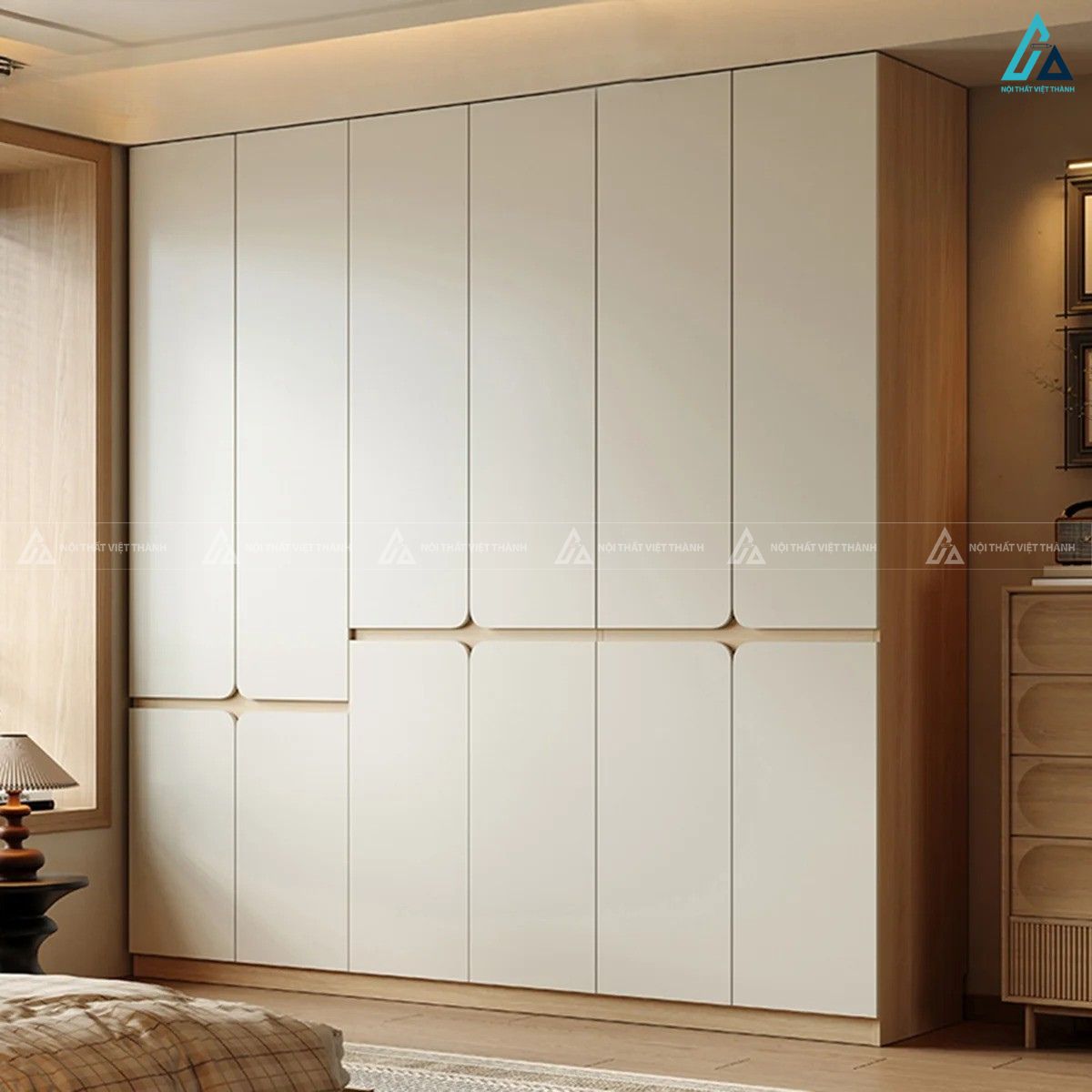 Tủ quần áo gỗ công nghiệp màu trắng thiết kế hiện đại sang trọng 4