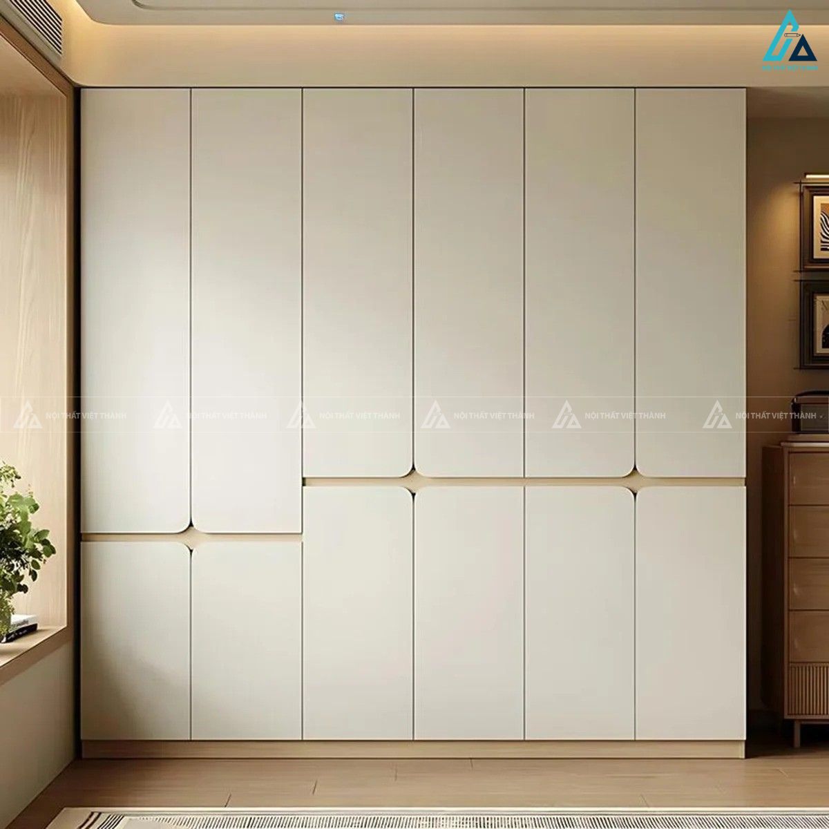 Tủ quần áo gỗ công nghiệp màu trắng thiết kế hiện đại sang trọng 6