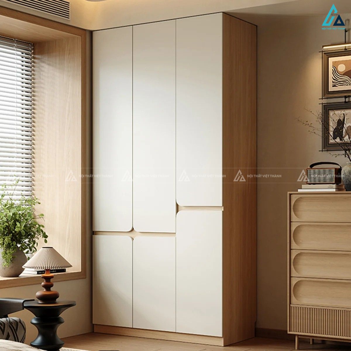Tủ quần áo gỗ công nghiệp màu trắng thiết kế hiện đại sang trọng 2