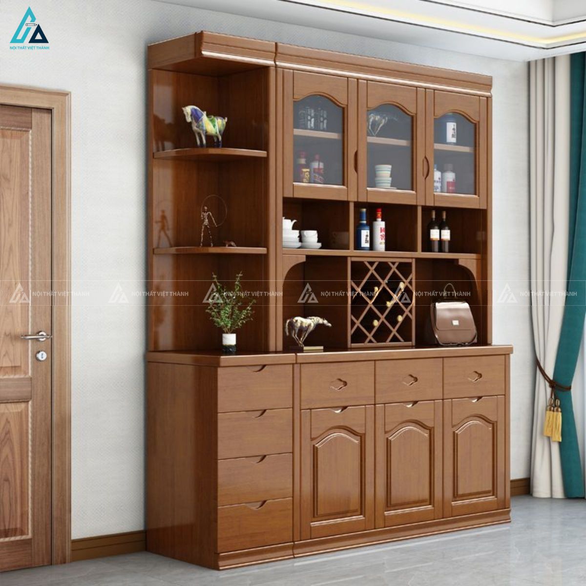 Mẫu tủ rượu phong cách cổ điển sang trọng cho phòng khách