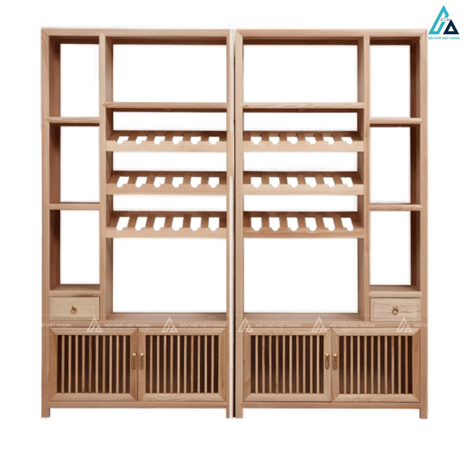 Tủ rượu gỗ mdf thiết kế nan dọc phong cách Nhật Bản tinh tế 3