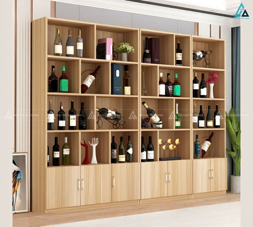 Tủ trưng bày rượu đa năng kết hợp ngăn tủ đóng mở tiện lợi 1