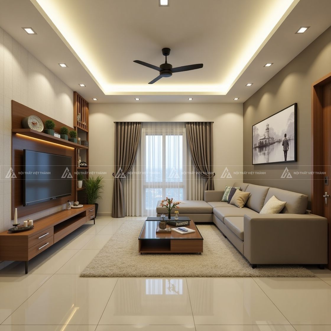 Mẫu nội thất phòng khách cho chung cư 2 phòng ngủ
