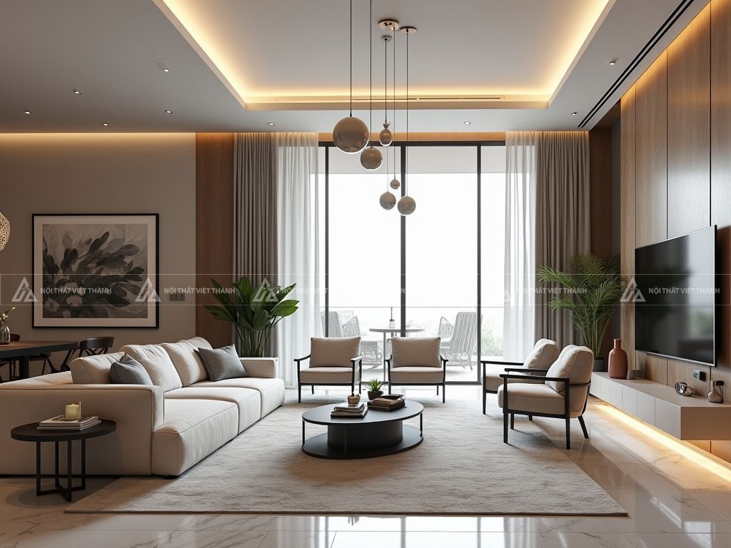 Mẫu nội thất phòng khách cho chung cư 3 phòng ngủ