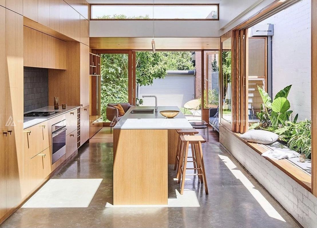 Mẫu nội thất phòng bếp nhà cấp 4 thông gió tự nhiên
