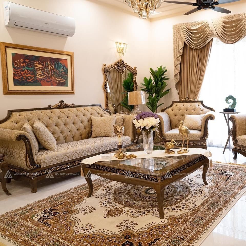 Nội thất phòng khách biệt thự tân cổ điển