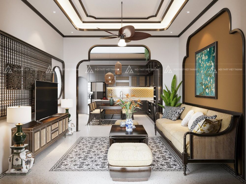 Nội thất phòng khách phong cách Indochine