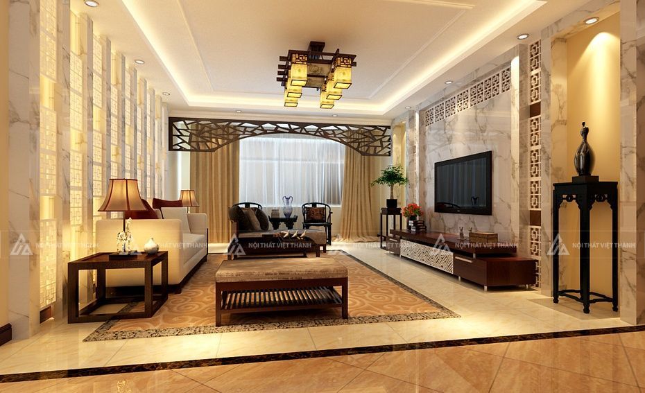 Nội thất phòng khách phong cách Trung Hoa