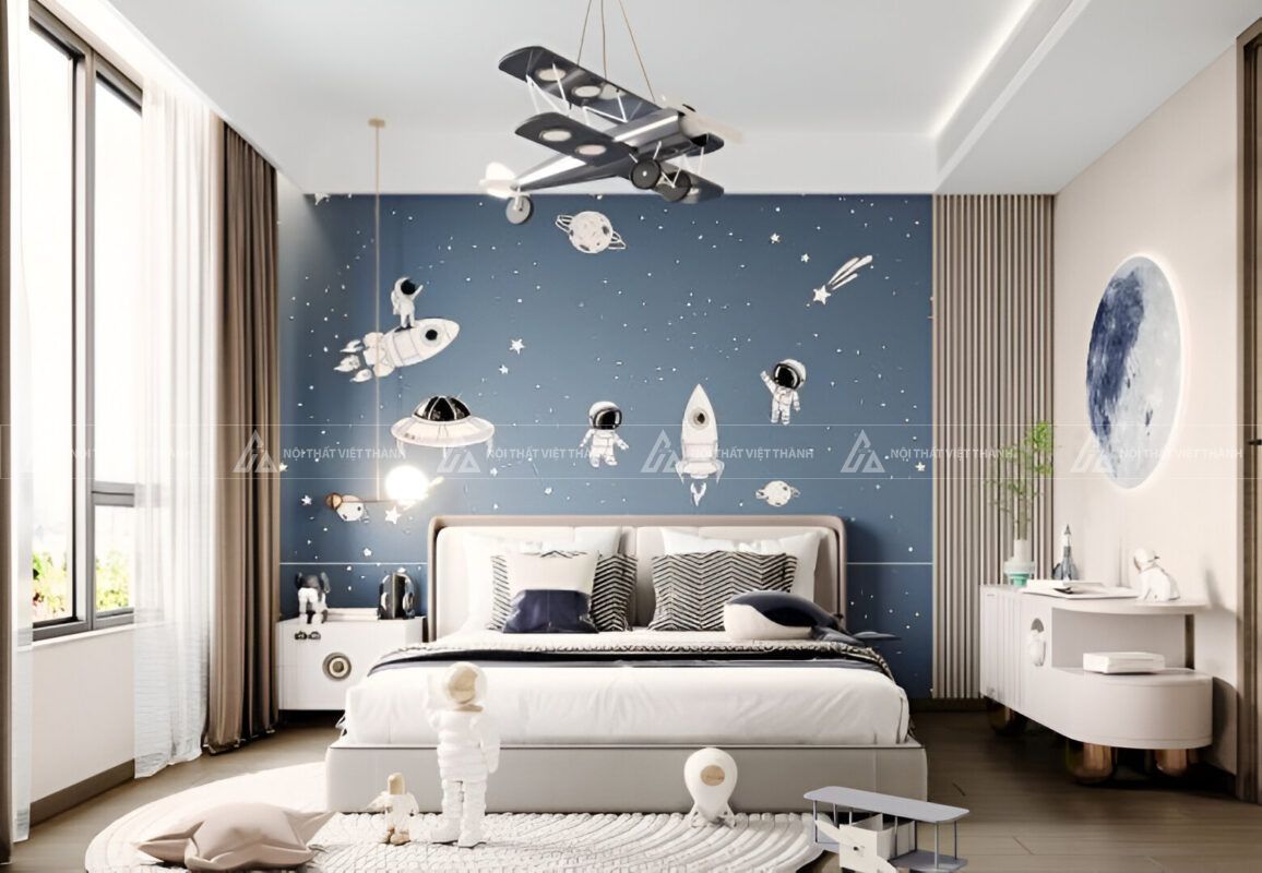 Mẫu phòng trẻ em chủ đề vũ trụ đẹp mắt