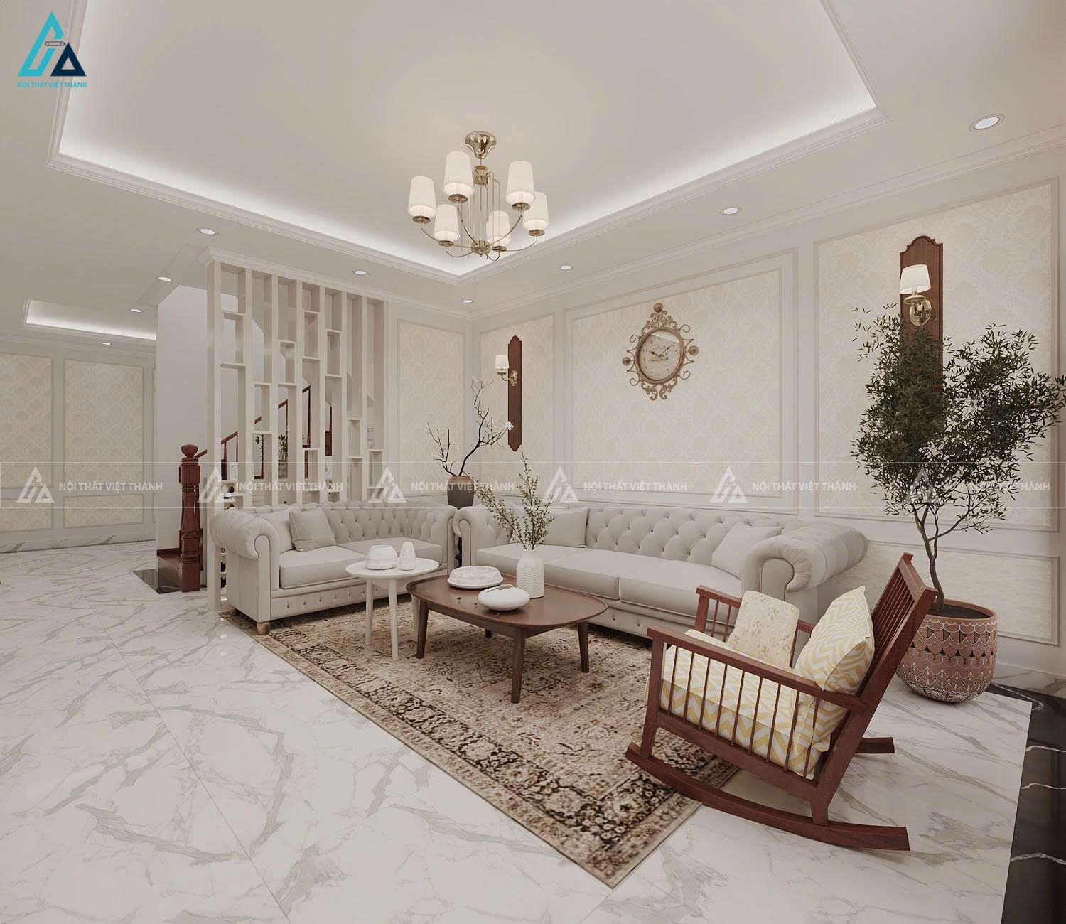 Thi công nội thất phòng khách anh Pha Đức Hòa Tây Ninh 4