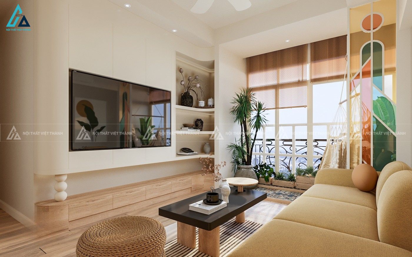 Thi công nội thất phòng khách căn hộ anh Trung Xuân Định Đồng Nai 3