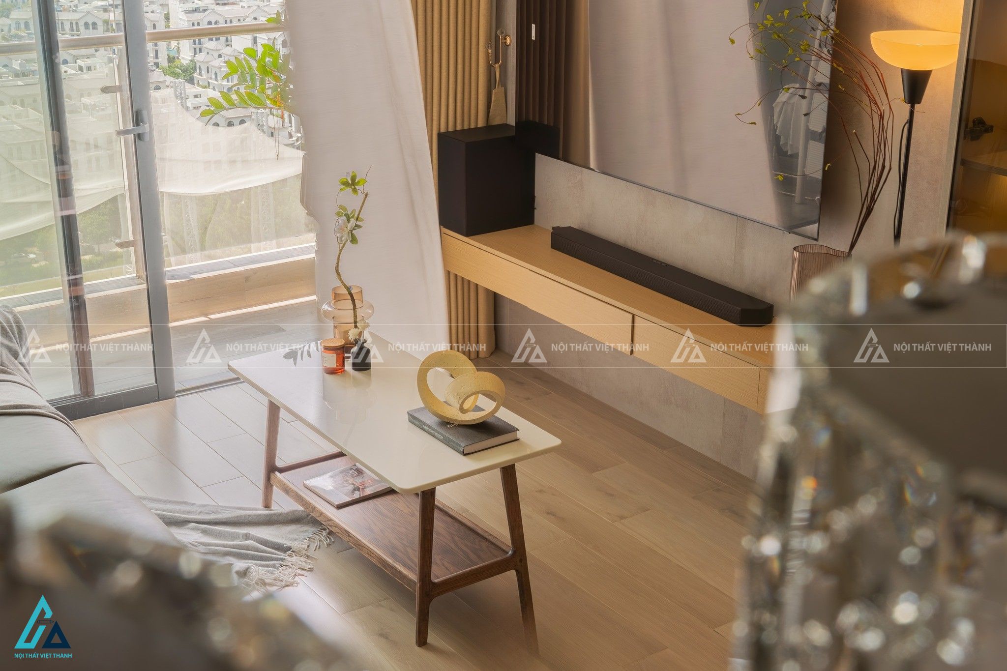 Thi công nội thất phòng khách căn hộ anh Khanh Tháp Mười Đồng Tháp 2