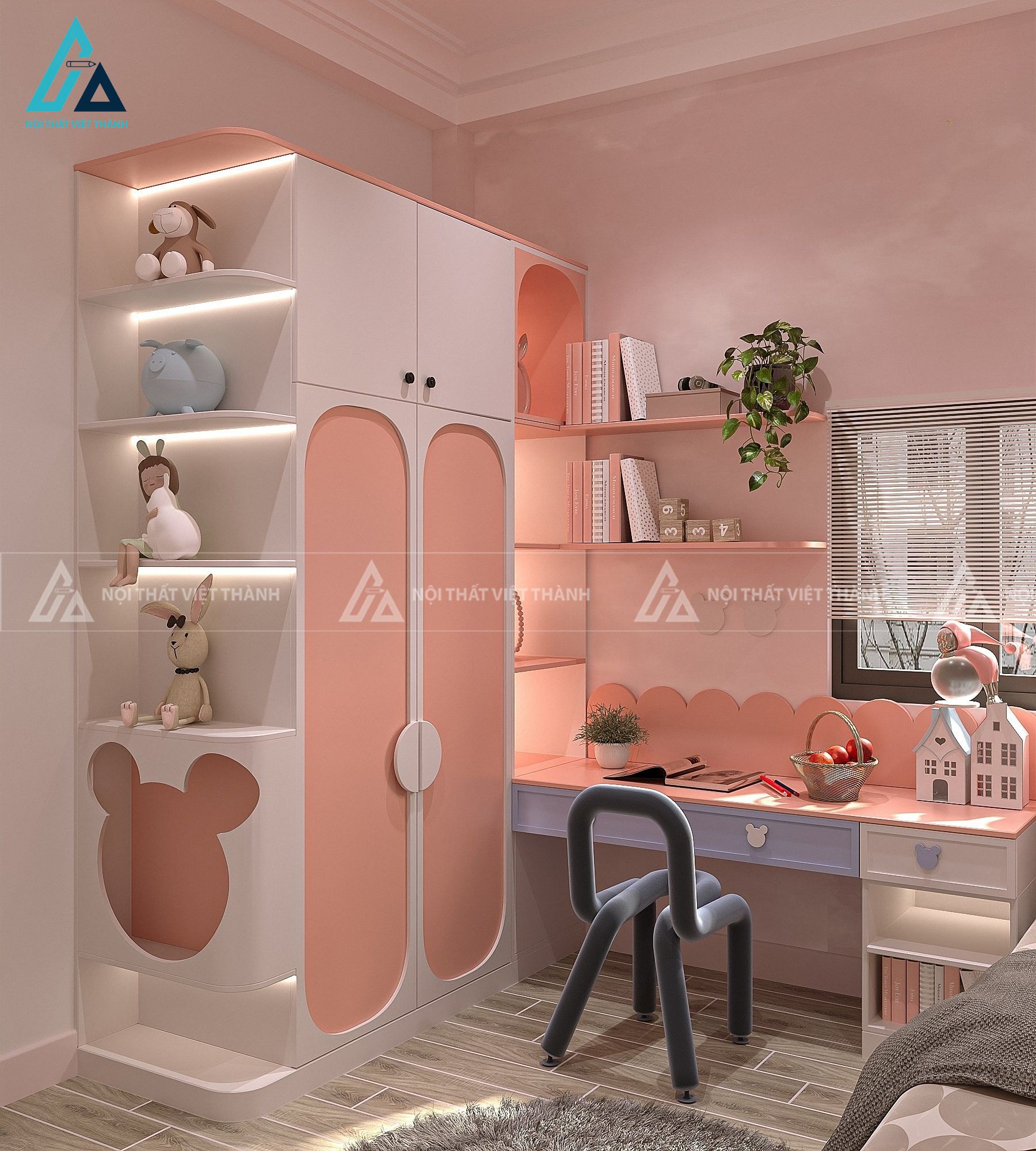 Thi công nội thất phòng trẻ em chung cư cô Hương Trảng Bom Đồng Nai 4