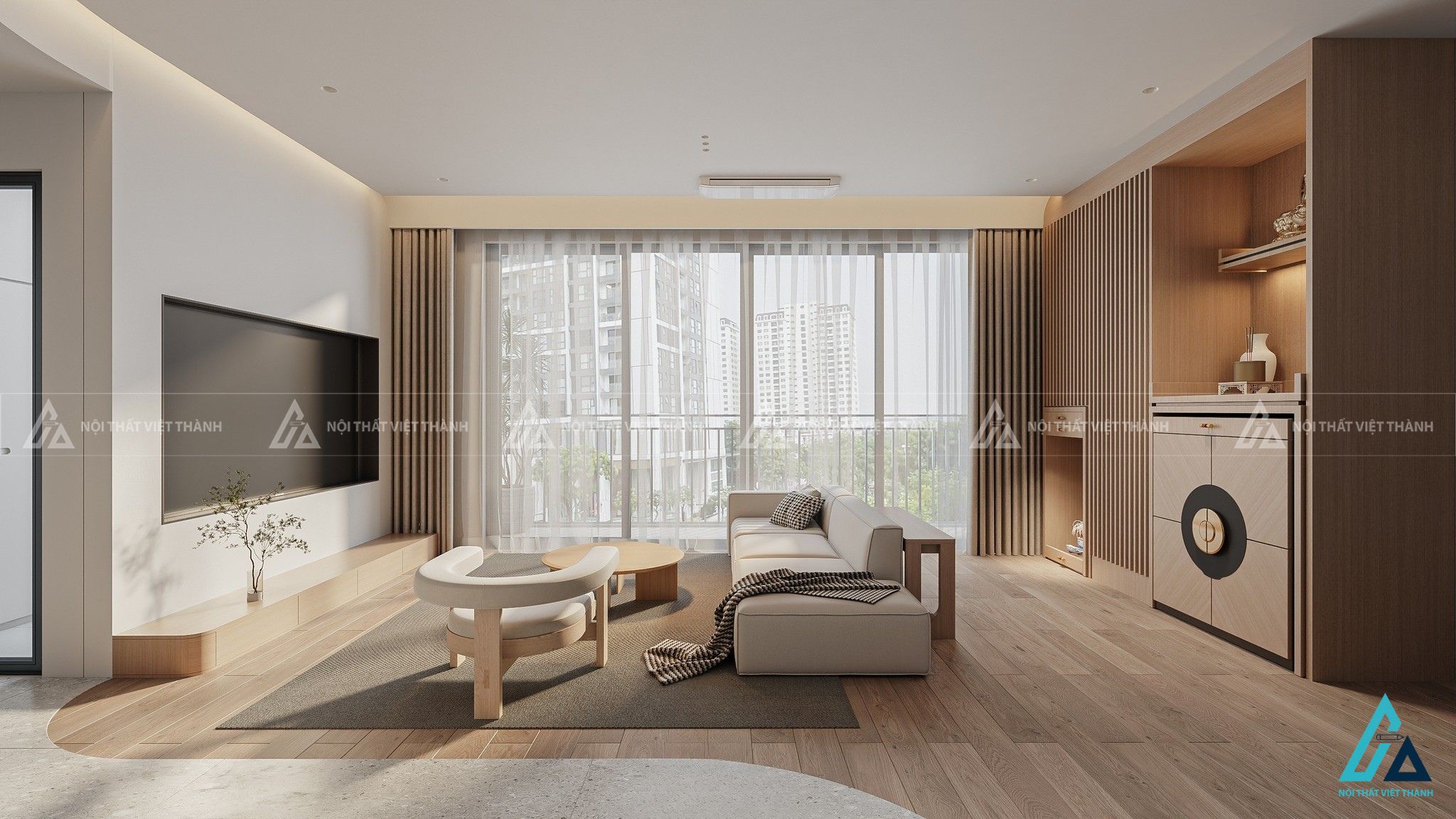 Thiết kế nội thất phòng khách căn hộ chị Na Củ Chi Hồ Chí Minh