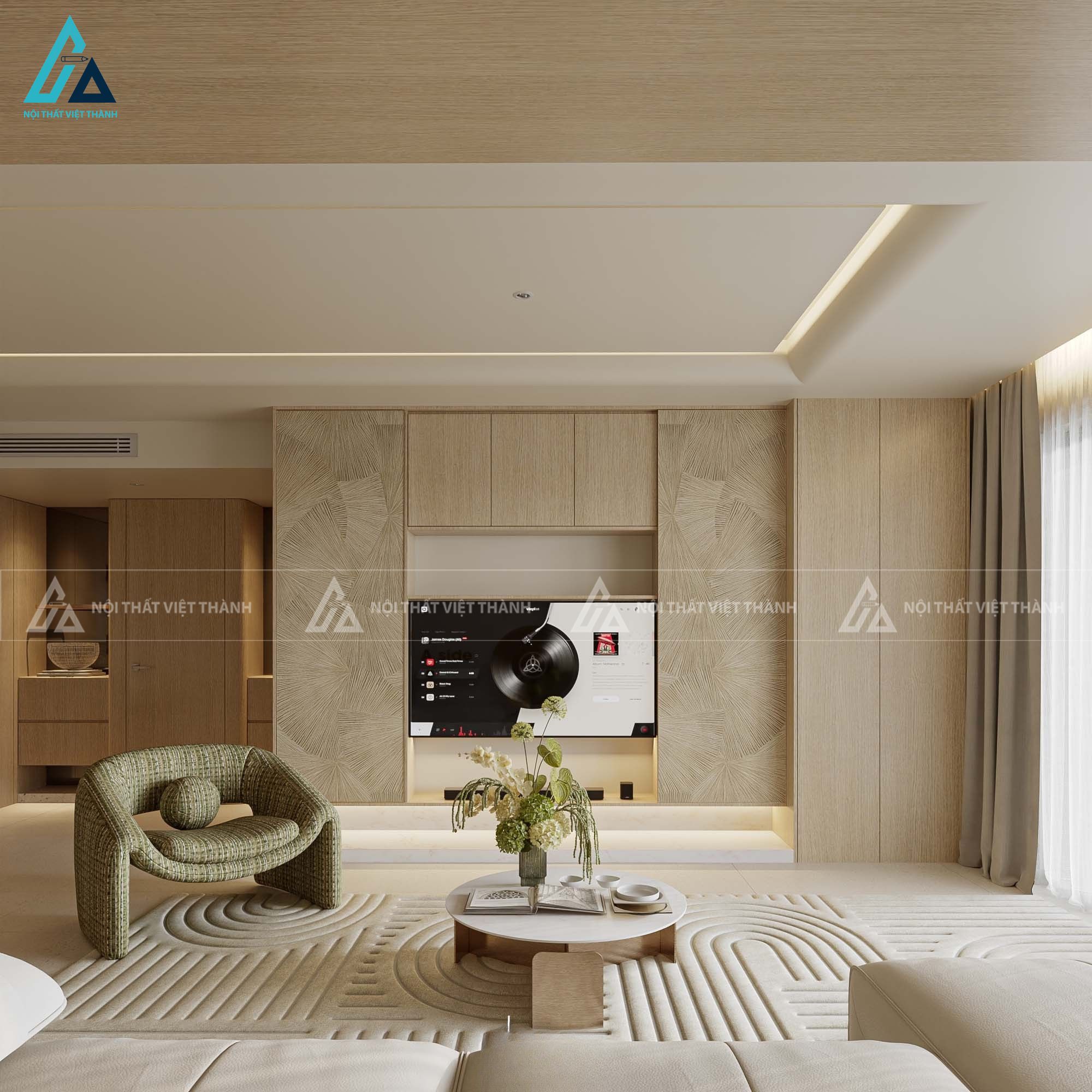 Thiết kế nội thất phòng khách cô Thảo Nguyên Bến Lức Tây Ninh