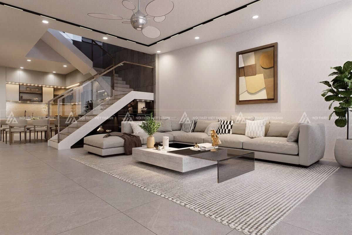 Nội thất phòng khách 25m2 rộng rãi với sofa sang trọng