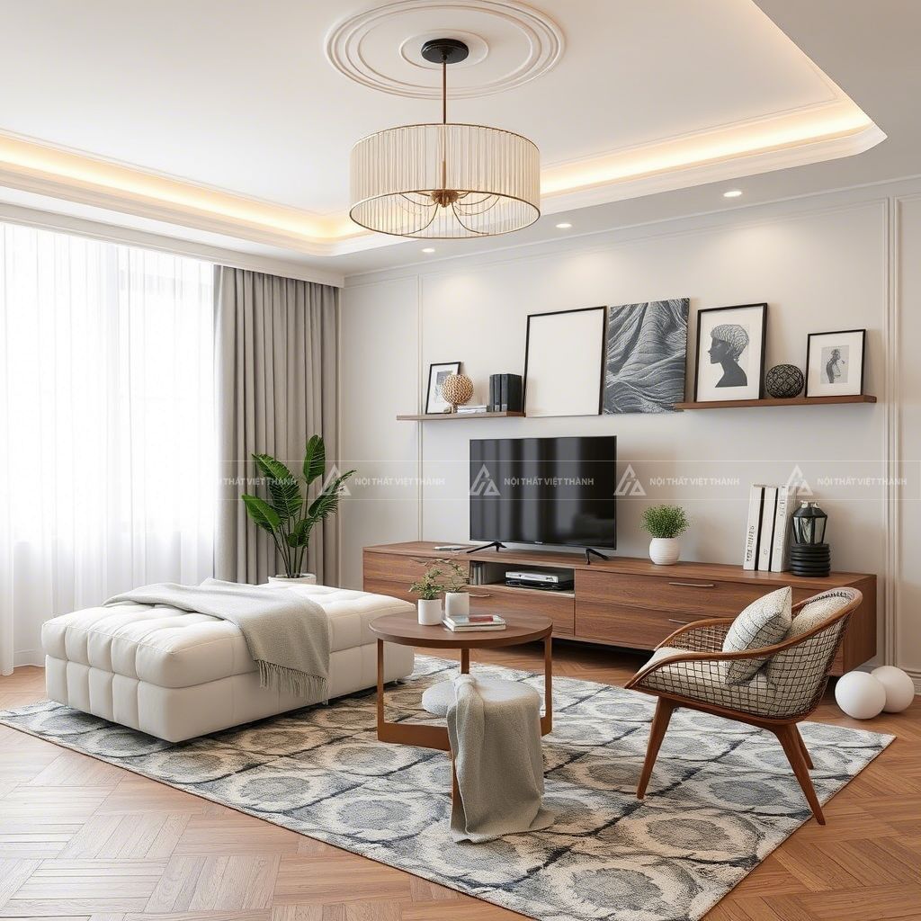 Thiết kế nội thất phòng khách tinh tế, tiện nghi