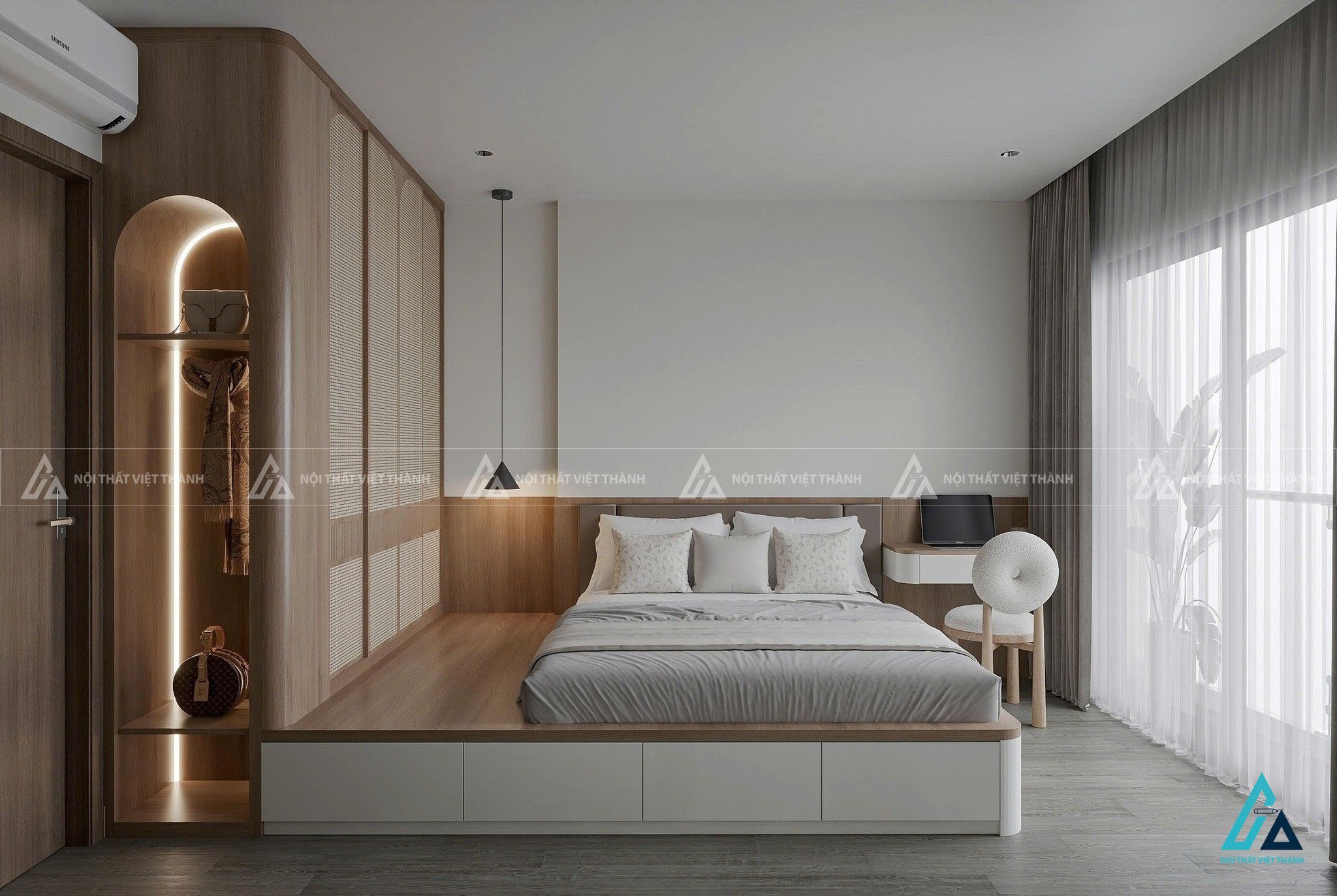 Thiết kế nội thất phòng ngủ căn hộ cô Yến Sơn Đông Vĩnh Long