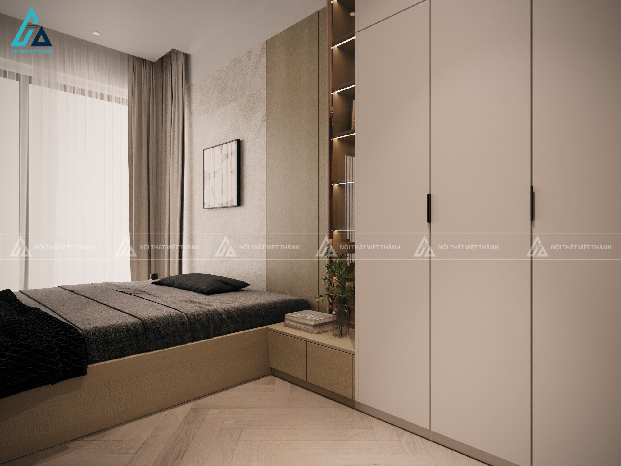 Thiết kế nội thất phòng ngủ chị Khánh Linh Thủ Thừa Tây Ninh 2