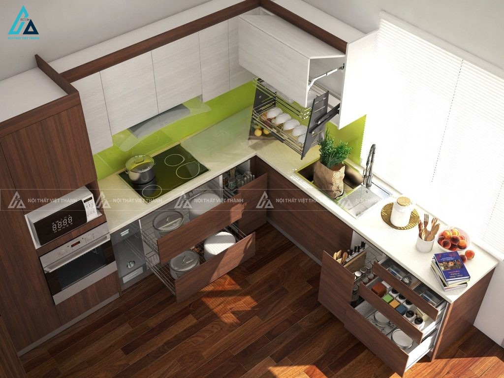 Bộ tủ bếp gỗ công nghiệp thiết kế thông minh đầy đủ công năng 1
