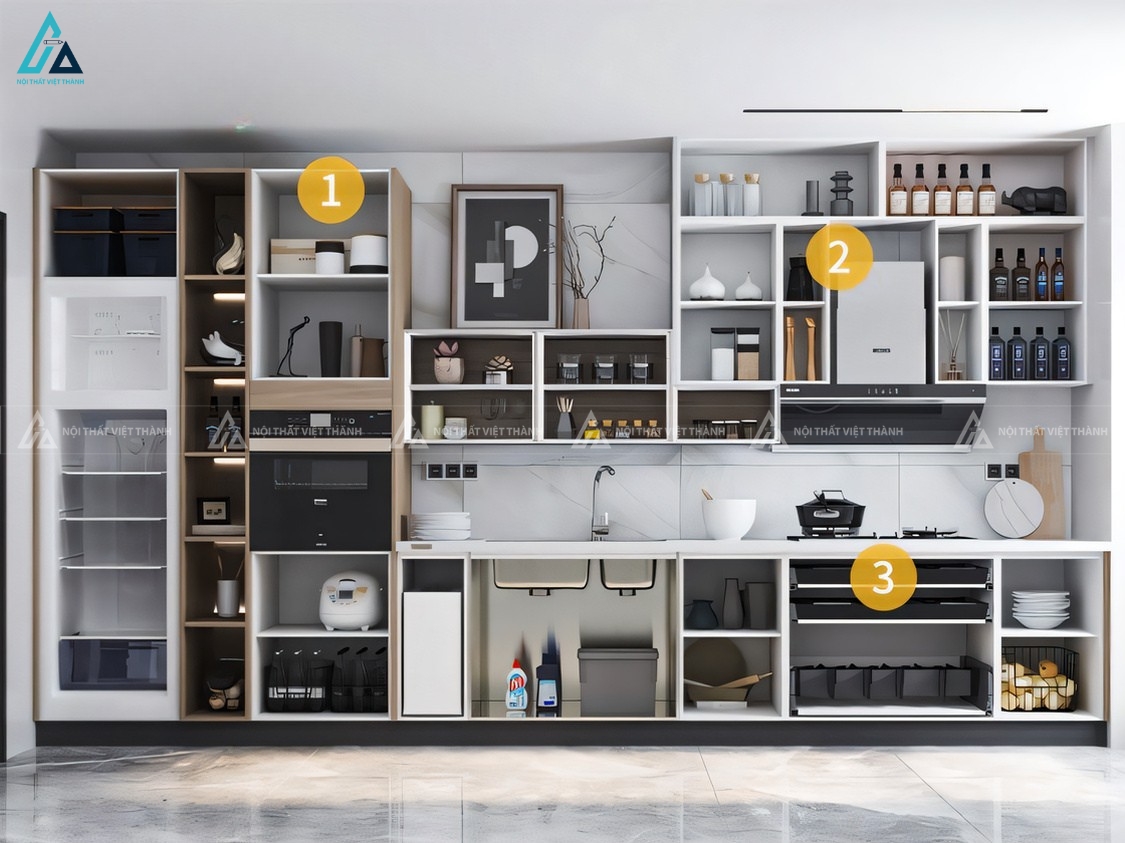 Mẫu tủ bếp gỗ công nghiệp chữ I thiết kế thông minh tiện lợi 1