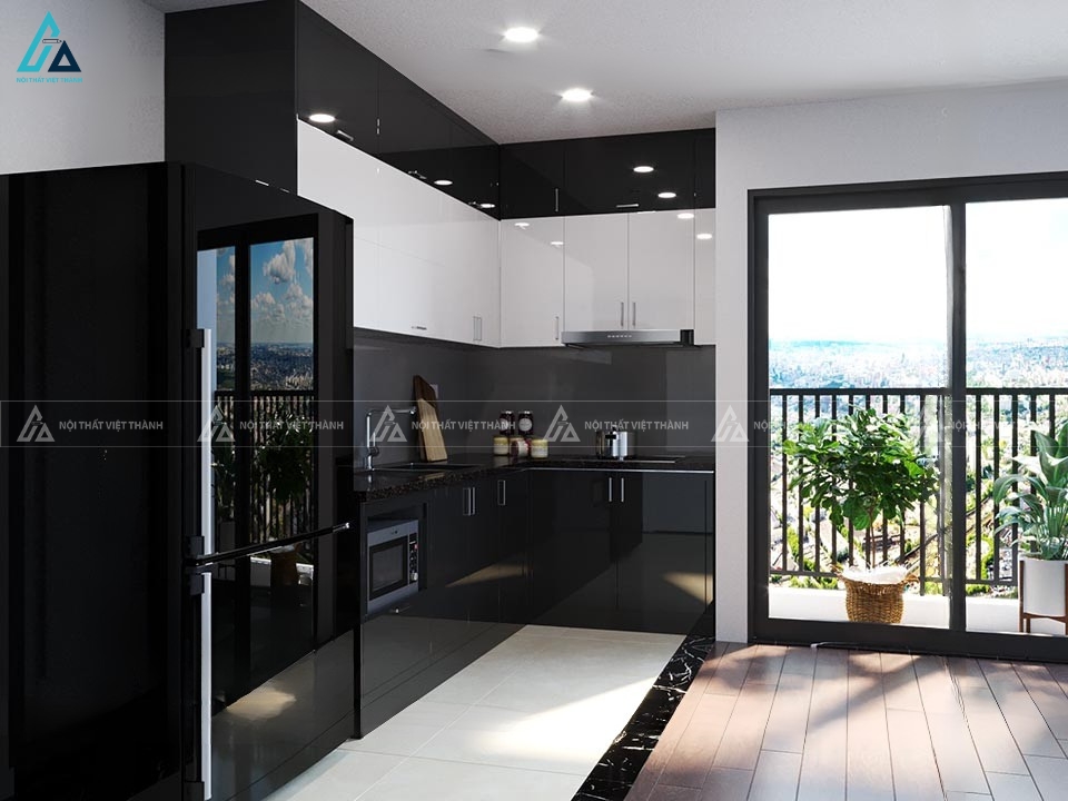 Tủ bếp acrylic bóng gương bền bỉ với thiết kế hiện đại ấn tượng 1
