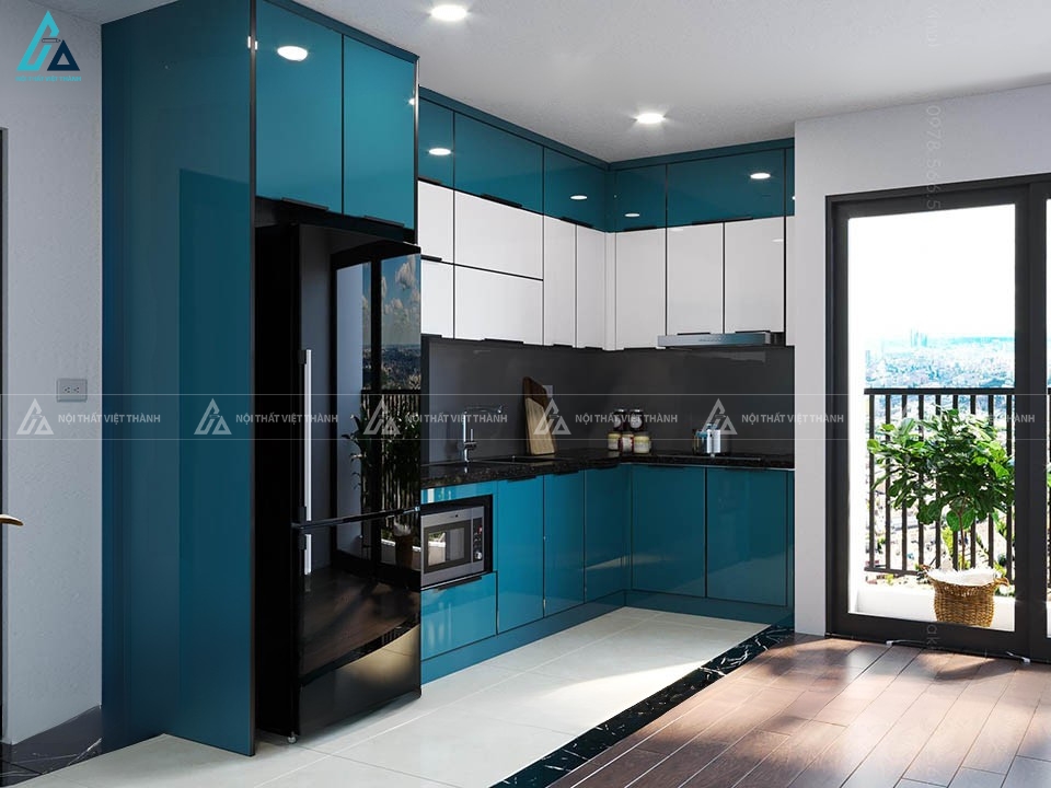 Tủ bếp acrylic bóng gương bền bỉ với thiết kế hiện đại ấn tượng 2