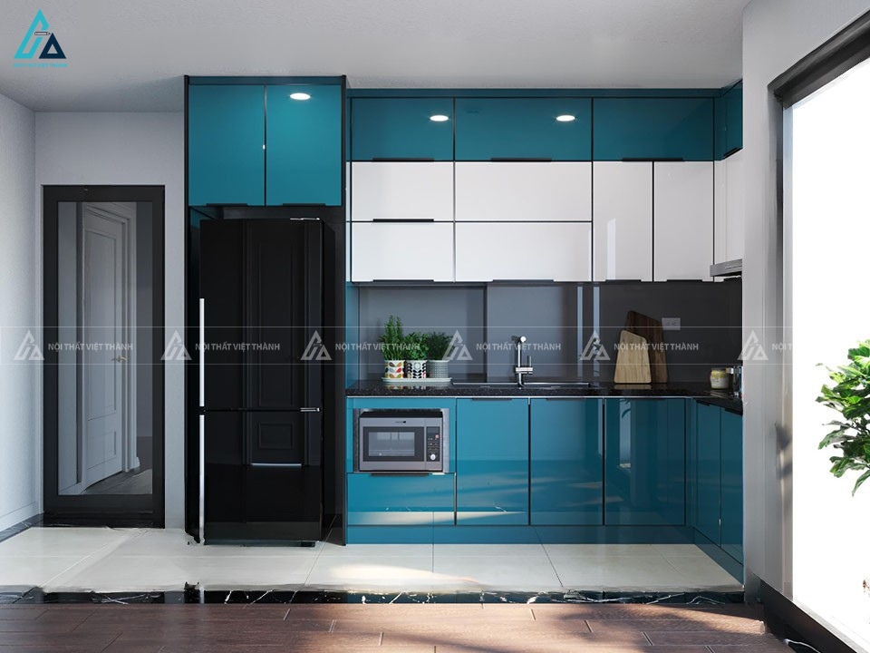 Tủ bếp acrylic bóng gương bền bỉ với thiết kế hiện đại ấn tượng 3