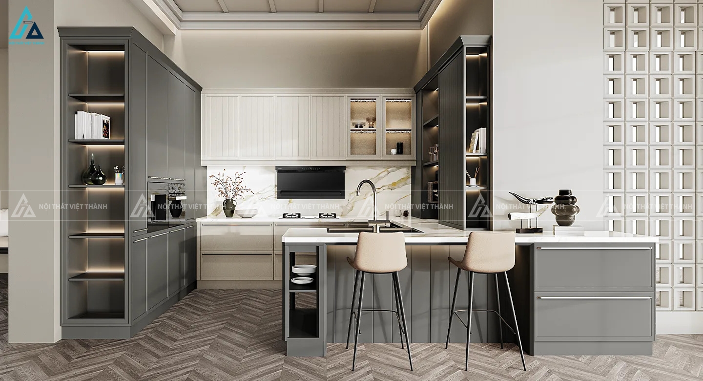 Tủ bếp gỗ công nghiệp phong cách Bắc Âu sang trọng và tinh tế