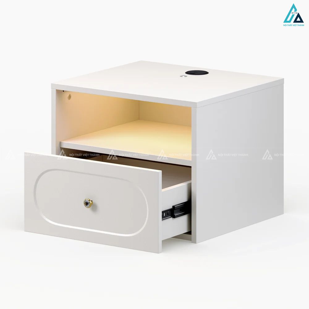 Tủ đầu giường treo tường thông minh tích hợp đèn led tiện ích 1