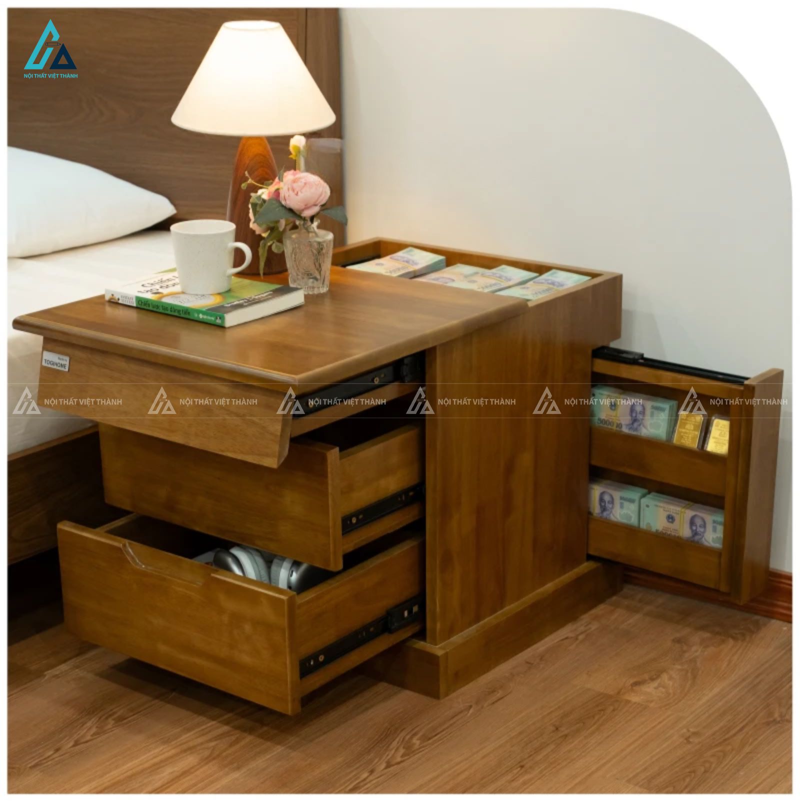 Tủ đầu giường đa năng thiết kế thông minh nhiều ngăn kéo lưu trữ 1