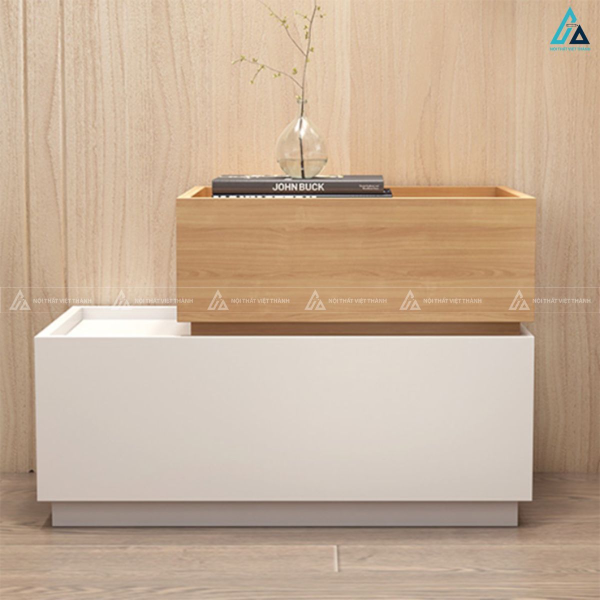 Tủ đầu giường 2 khối cách điệu thiết kế tối giản sang trọng 1
