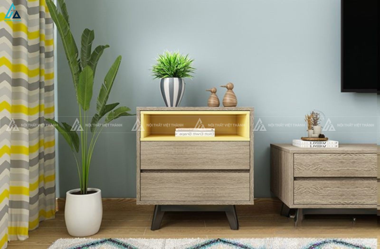 Tủ đầu giường hiện đại kệ mở tích hợp 2 ngăn kéo tiện nghi 1