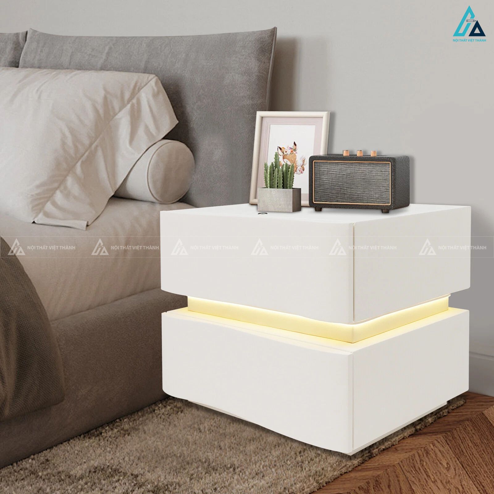 Tủ đầu giường đèn LED thông minh thiết kế kiểu dáng hiện đại 1