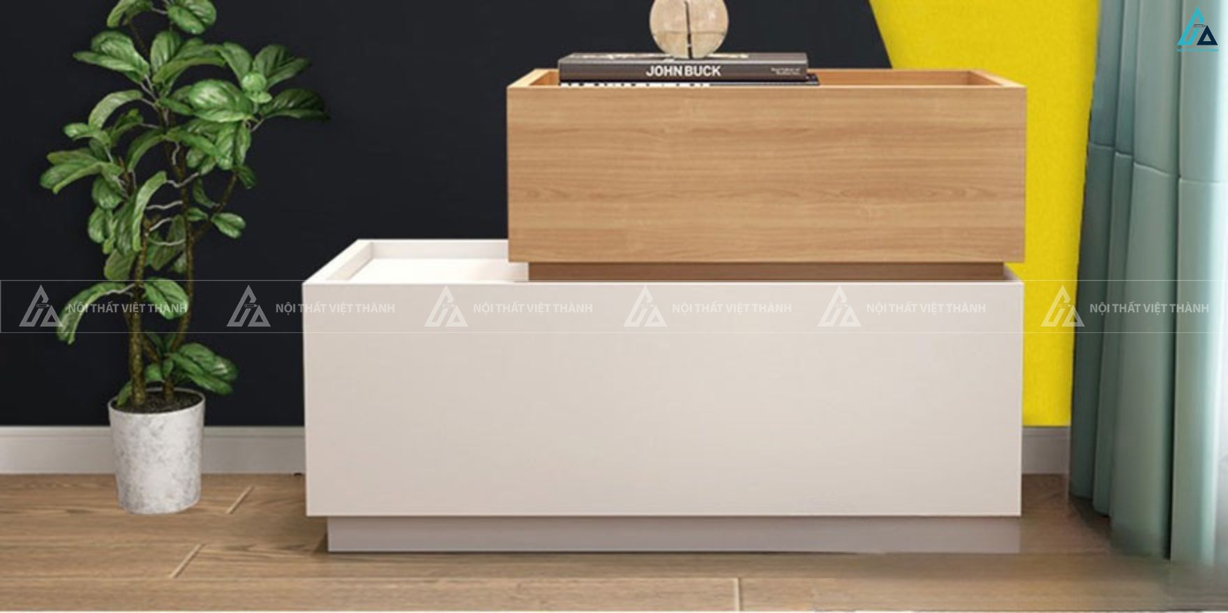 Tủ đầu giường 2 khối cách điệu thiết kế tối giản sang trọng 3