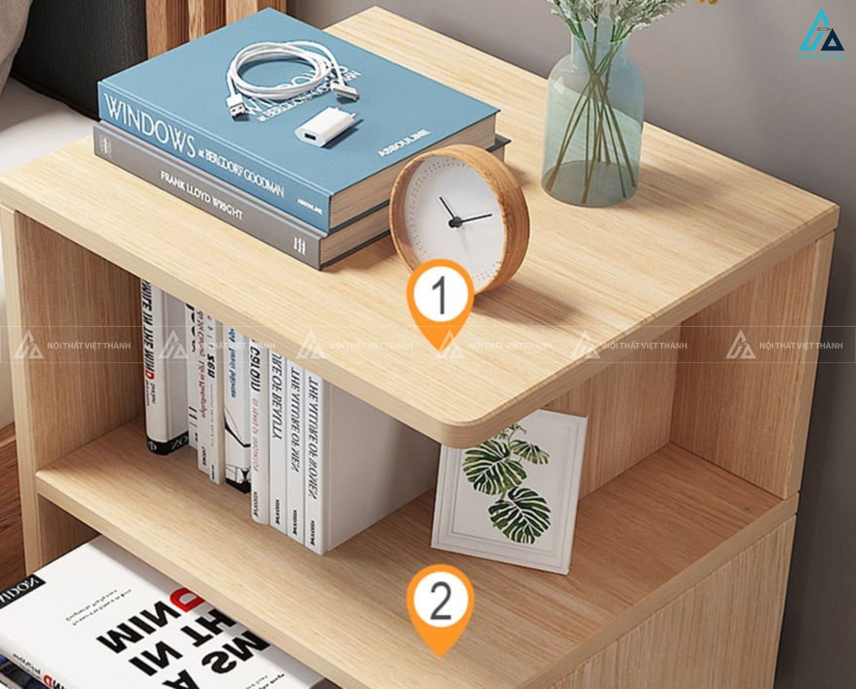 Tủ đầu giường hiện đại kệ mở tích hợp ngăn kéo tiện nghi 1