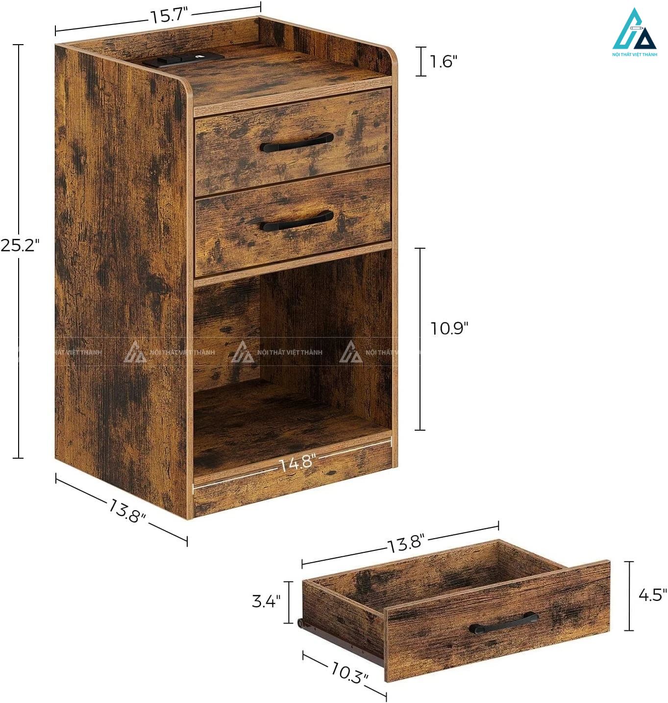 Tủ đầu giường LED thông minh thiết kế hiện đại sang trọng 2
