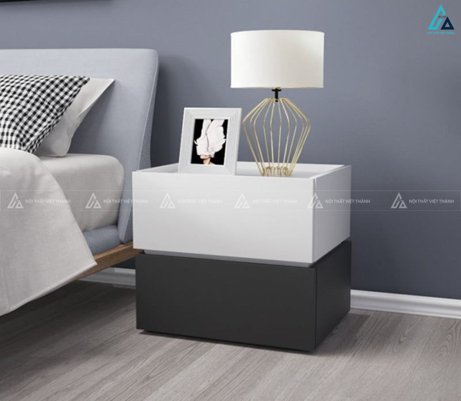 Tủ đầu giường 2 khối cách điệu thiết kế hiện đại sang trọng 2